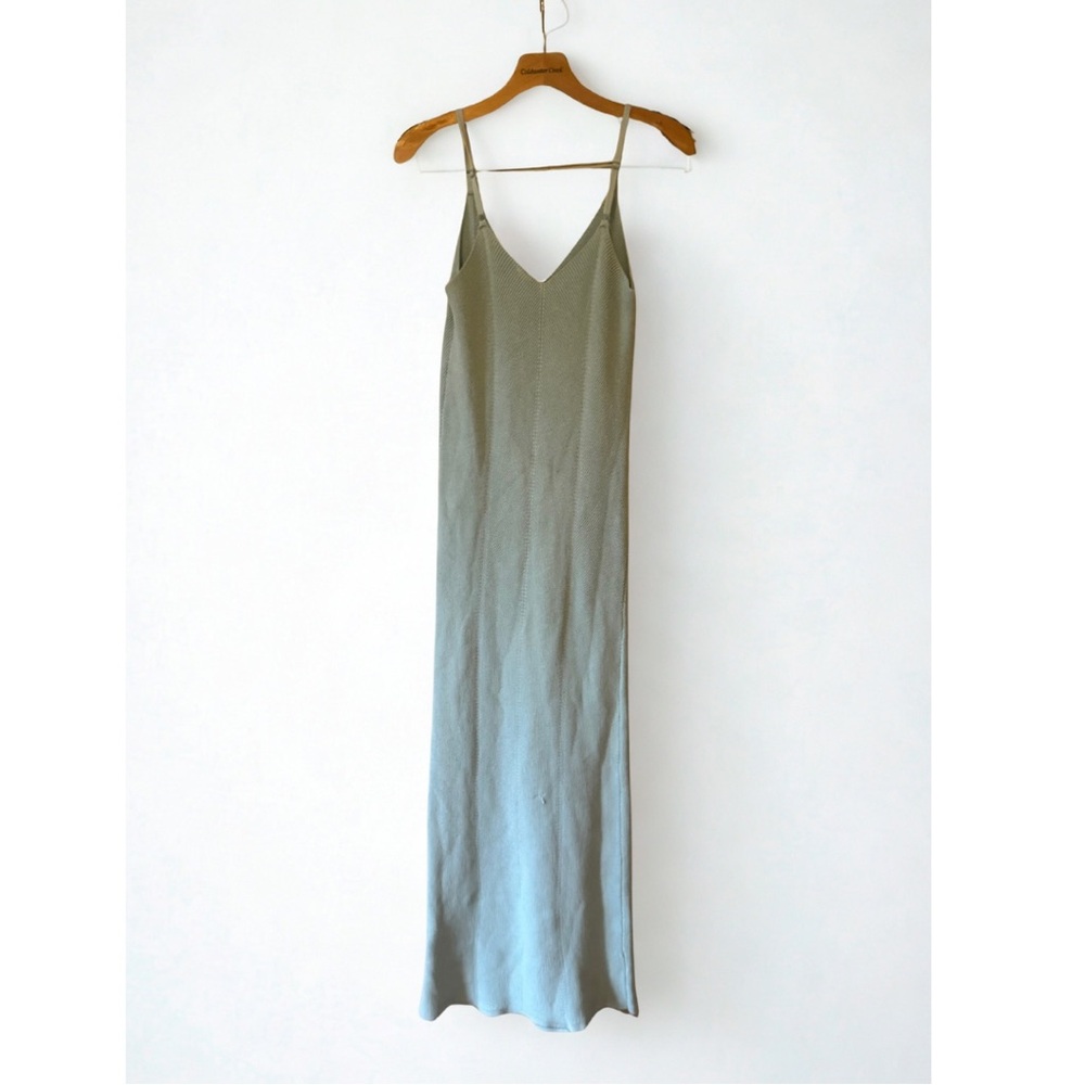Freshman 1996 NWT Sage Green Ribbed Knit Sweater Dress S Midi - Picture 2 of 4